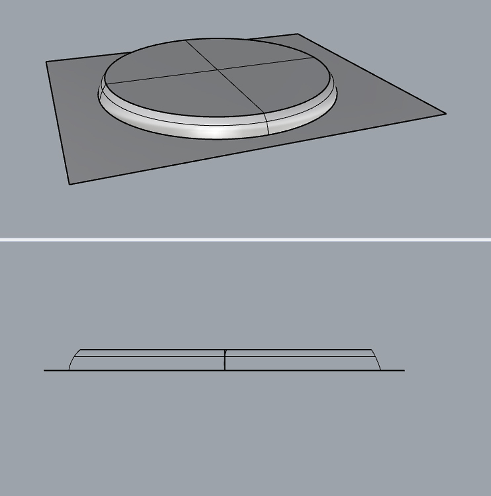 Flat surface (above the sanding plate, below the surface)
