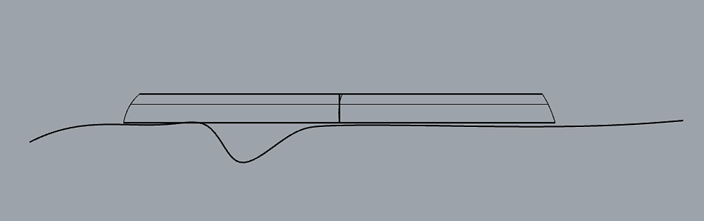 Recessed surface (above the sanding plate, below the surface)