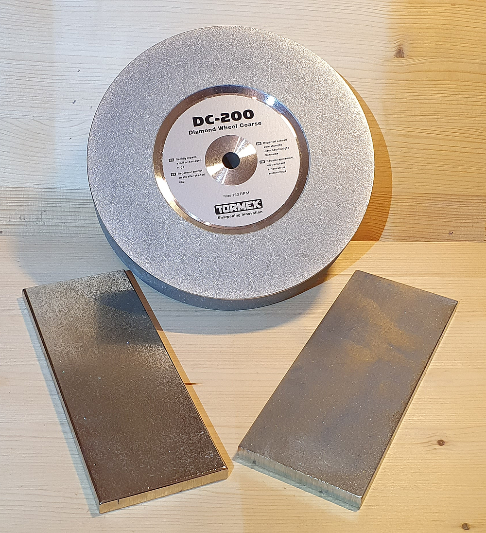 Diamond plates and a grinding wheel, partly already a bit rusty